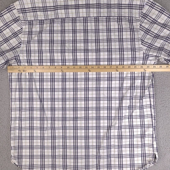 Ecko Unltd Shirt Mens XL White Plaid Button Down‎ Classic Material Short Sleeve - Picture 9 of 13